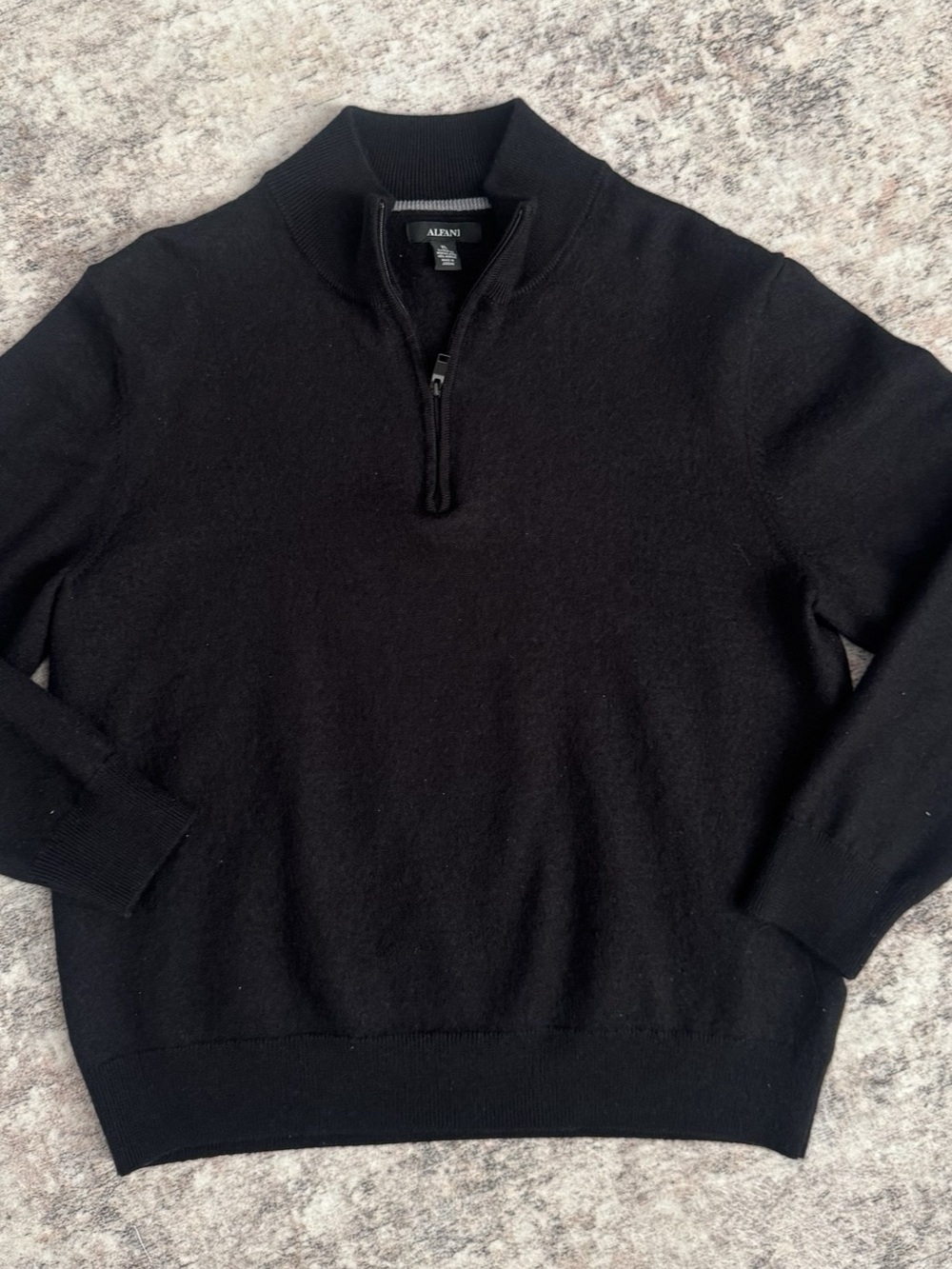 Alfani Men's Merino Wool Quarter-Zip Mock-Neck Sweater Black XL